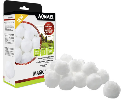 Filtermedium AQUAEL Magic Balls 1 l für kristallklares Wasser filtert Partikel bis zu 3 µm Aquael Magic Balls Filtermedium mit Verpackung