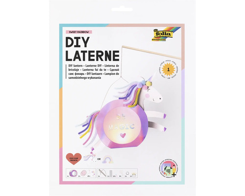 Laternen-Bastelset Sweet Rainbow oder Einhorn + LED DIY Laternen-Set mit Einhorn-Motiv von folia Bringmann