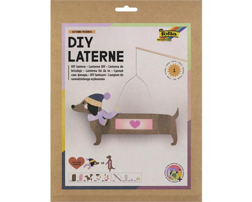 Laternen-Bastelset Autumn Friends Dackel + LED Bastelset für eine Laterne im Herbstdesign