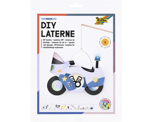 Laternen-Bastelset Police Polizeimotorrad DIY Laterne Polizei-Motorrad Bastelset