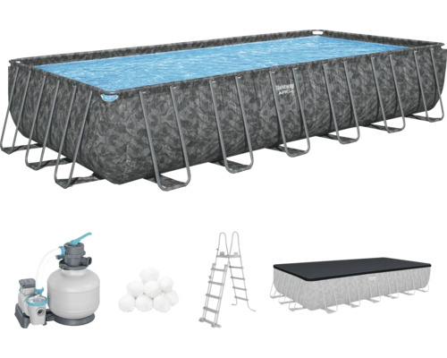 Bestway Framepool Set mit Filterpumpe, Leiter und Abdeckung