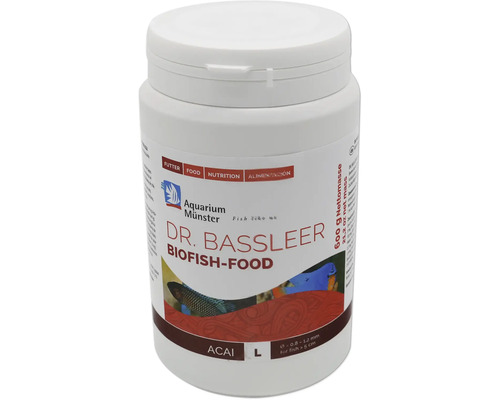Dr. Bassleer Biofish-Food in einer Dose mit 600 Gramm Nettomasse