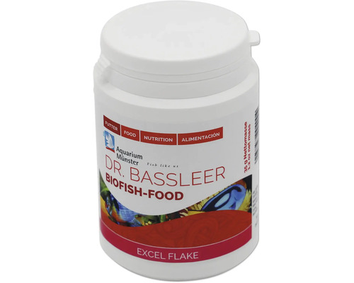 Dr. Bassleer Biofish-Food in einer weißen Dose