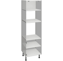 Offener Hochschrank mit mehreren Einlegeböden und verstellbaren Füßen