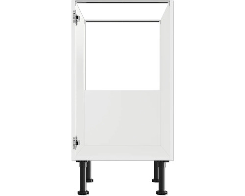 Küchenunterschrank mit offener Tür und verstellbaren Füßen