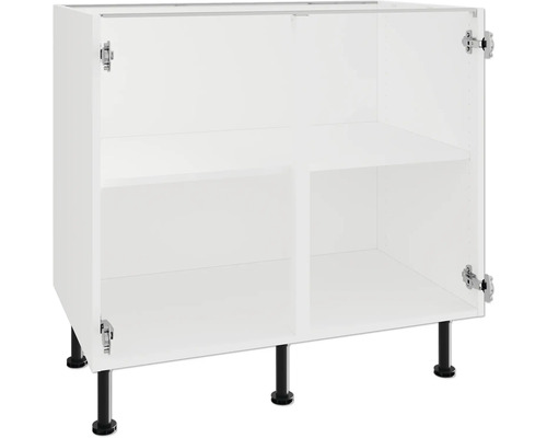 Unterschrank mit zwei Fächern und schwarzen Füßen