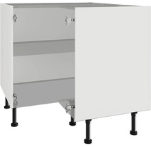 Unterschrank mit geöffneter Tür und Regalböden