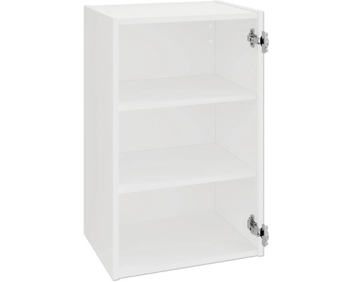 Offener weißer Küchenhängeschrank mit drei Einlegeböden