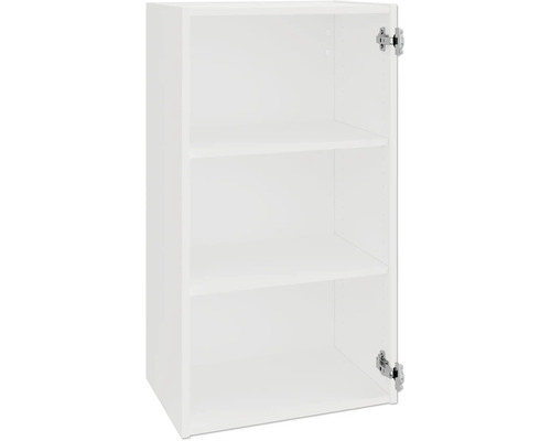 Offener weißer Küchenhängeschrank mit Einlegeböden