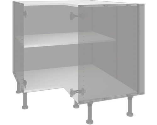 Eckunterschrank mit Einlegeböden und Stellfüßen