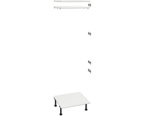 Regalböden mit Konsolen und Tischgestell für ein Regalsystem