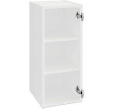 Weißer Hängeschrank mit Einlegeböden und geöffneter Tür