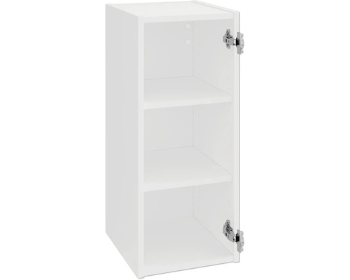 Weißer Hängeschrank mit Einlegeböden und geöffneter Tür