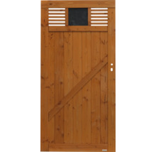 Holztor mit Schiefertafel und Lamellen