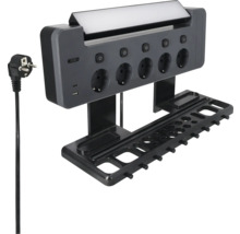 Steckdosenleiste mit USB-Anschlüssen und Halterung