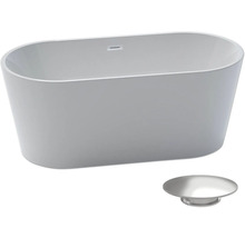 Freistehende Badewanne mit Überlauf und Ablaufgarnitur