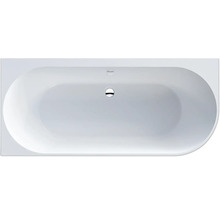 Oval geformte Badewanne mit Überlauf und Abfluss