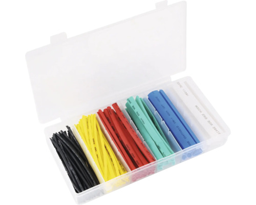 Schrumpfschlauch-Set QLink 100-tlg. mit Kleber Sortiment Schrumpfschläuche in Aufbewahrungsbox