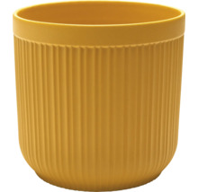 Gelber Pflanztopf mit gerippter Oberfläche
