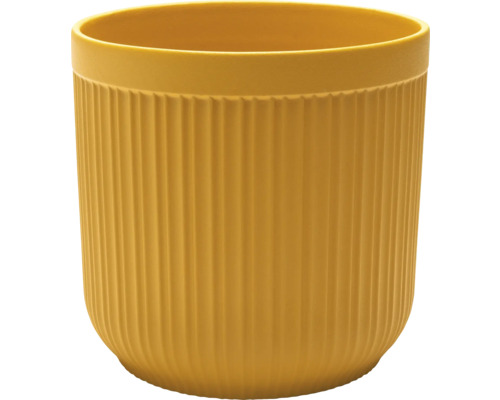 Blumentopf Alma Keramik Ø 13,5 cm H 12,6 cm gold Gelber Pflanztopf mit vertikalen Rippen.