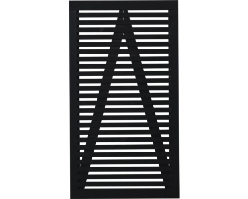 Einzeltor PLUS Tokyo 100 x 180 cm RAL 9005 schwarz Holzfensterladen mit horizontalen Lamellen und Dreiecksdesign