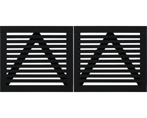 Doppeltor PLUS Tokyo 200 x 90 cm RAL 9005 schwarz Zwei Zaunfelder mit horizontalen Lamellen