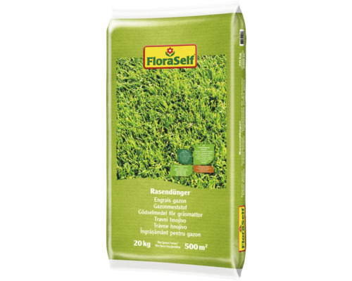Verpackung Rasendünger von FloraSelf für 500 Quadratmeter