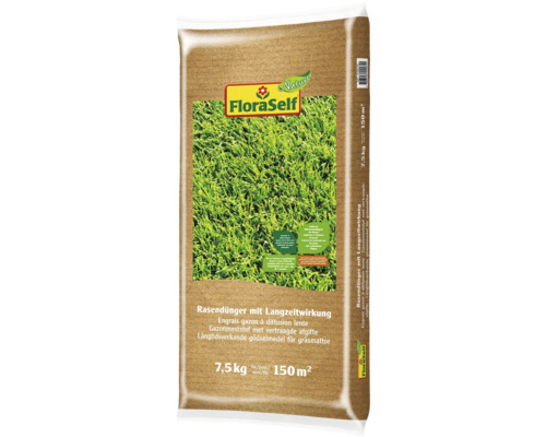 Organischer Rasendünger FloraSelf Nature mit Langzeitwirkung 7,5 kg / 125 m² Sack Rasendünger mit Langzeitwirkung von FloraSelf, 7,5 kg für 150 Quadratmeter