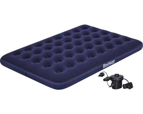 Doppelluftbett Bestway 191 x 137 x 22 cm mit externer elektrischer Pumpe dunkelblau Luftmatratze mit elektrischer Pumpe