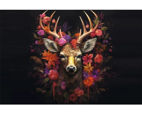 Illustration eines Hirsches mit Blumen