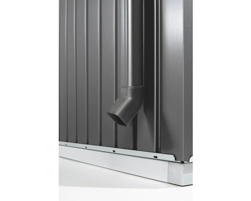 Biohort Regenfallrohr-Set Gerätehaus Europa dunkelgrau-metallic 4 cm x 4 cm x 170 cm Detailansicht einer Regenrinne an einem Gerätehaus