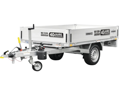 Humbaur Jubiläums- Rückwärtskipper Tipper Special mit glatter Bordwand Innenmaß 2300 x 1400 x 300 mm gebremst zul. Gesamtgewicht 1500 kg Humbaur Anhänger mit Jubiläumsaufdruck zum 40-jährigen Bestehen