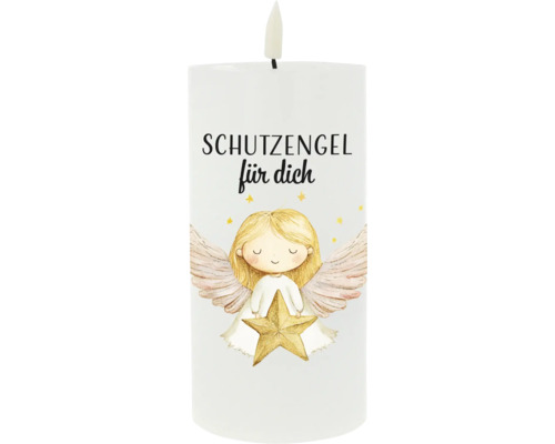Kerze mit Schutzengel Motiv und Aufschrift Schutzengel für dich