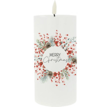 Dekorative Stumpenkerze mit Merry Christmas Motiv für festliche Atmosphäre