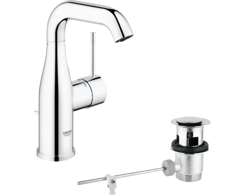 Waschtischarmatur Grohe Essence New mit hohem Auslauf 23462001 chrom glänzend Grohe Waschtischarmatur mit Zugstangen-Ablaufgarnitur