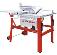 Holzmann Tischkreissäge TKS500S mit rotem Untergestell und seitlichem Tisch