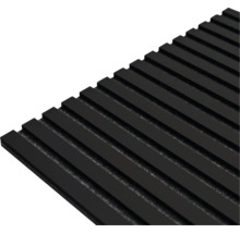 Schwarze Akustikplatte mit Holzrippen