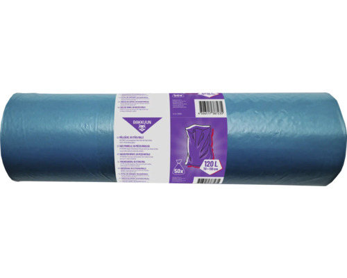 RAKKUUN Müllsäcke 120 l blau 50 Stück Rolle Müllsäcke mit 50 Stück, 120 Liter Fassungsvermögen