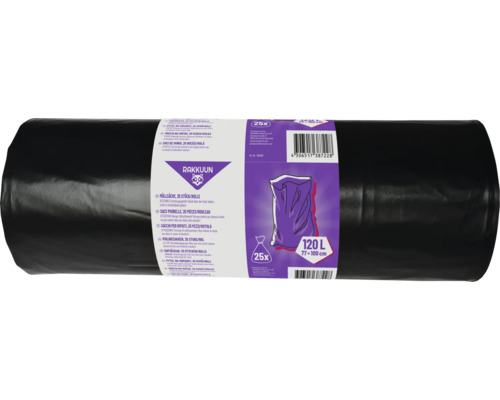 RAKKUUN Müllsäcke 90-120 l schwarz 25 Stück Rolle Müllsäcke, 25 Stück, 120 Liter