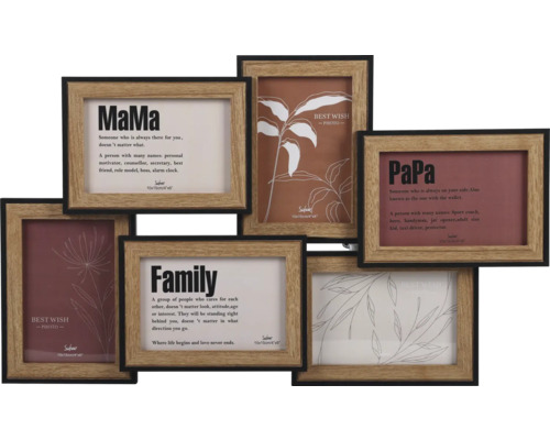 Mehrfachbilderrahmen für Fotos mit Aufschriften Mama, Papa und Familie