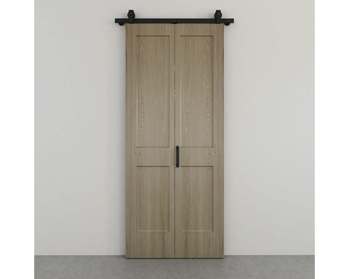 Doppelschiebetür aus Holz mit Beschlägen