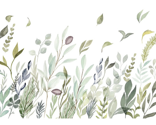 Illustration verschiedener grüner Pflanzen auf weißem Hintergrund