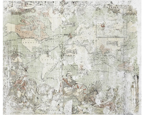Weltkarte Tapete mit Weltkarte und historischen Motiven