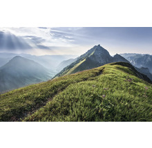 Berglandschaft mit Wiesen und Berggipfeln