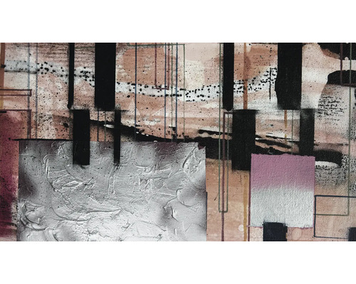 Abstraktes Gemälde mit geometrischen Formen und Texturen