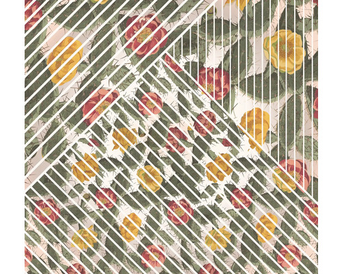 Tapete mit Kaktusblütenmuster und geometrischen Linien