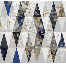 Geometrisches Tapetenmuster mit Blumen- und Vogelmotiven