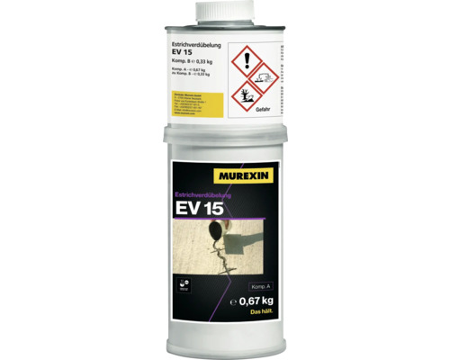 Murexin Estrichverdübelung EV 15, Komponente A 0,67 kg und Komponente B 0,33 kg, Gefahrzeichen Ätzwirkung und Umweltgefahr