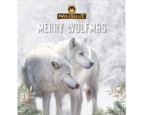 Wolfsblut Adventskalender für Hunde 2025 Wolfsblut Adventskalender für Hunde mit dem Schriftzug Frohe Wolfsblut Weihnachten