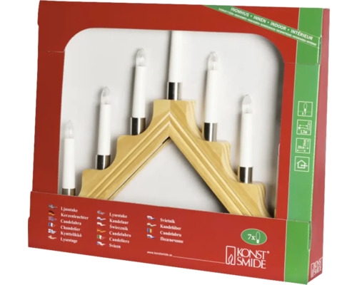 Dekorativer Lichterbogen mit sieben Lampen in Produktverpackung.